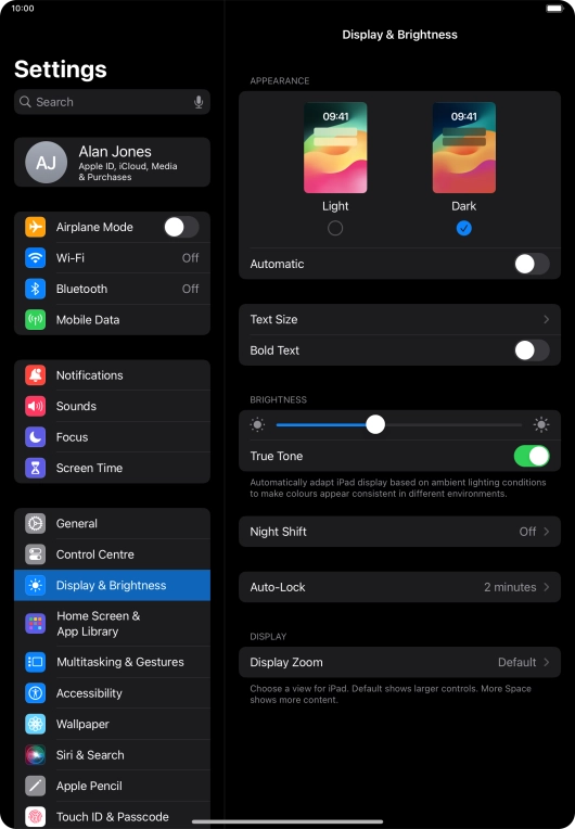 Press the indicator next to 
