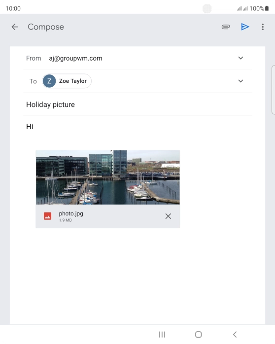 Press the send icon when you've finished your email.