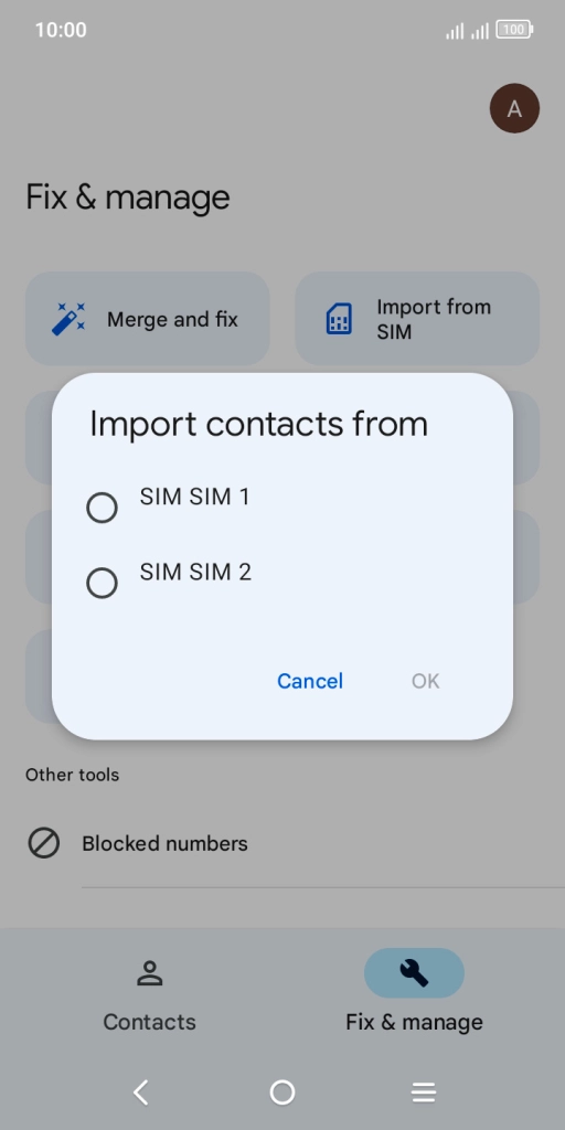 Press the required SIM.