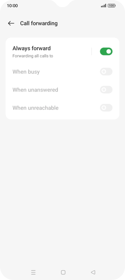 Press the indicator next to the required divert type.