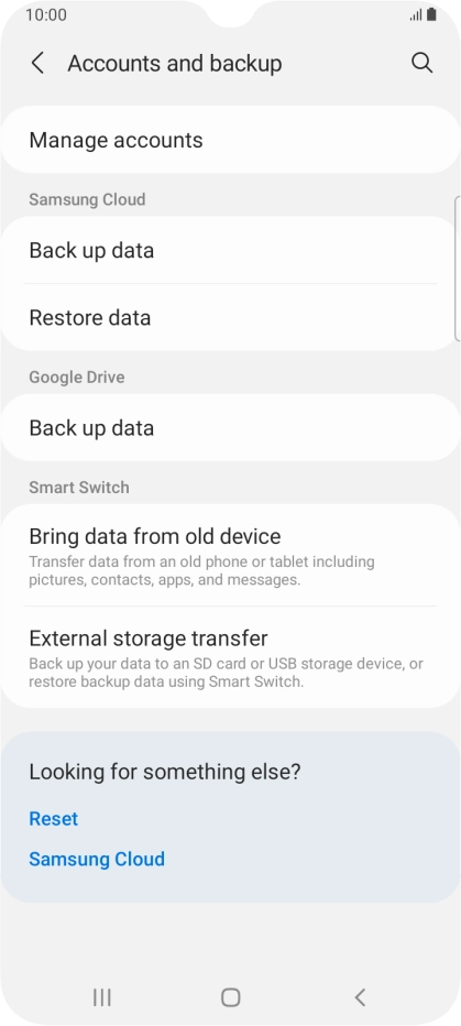 Press Manage accounts.