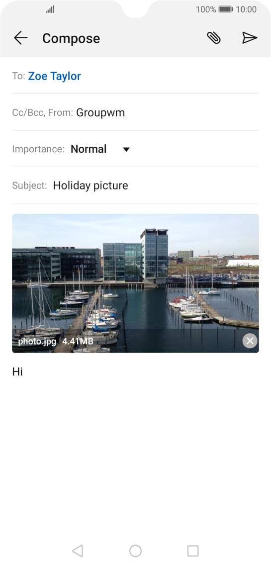 Press the send icon when you've finished your email.