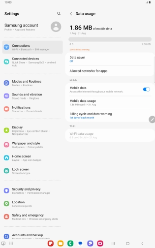The total data usage is displayed.