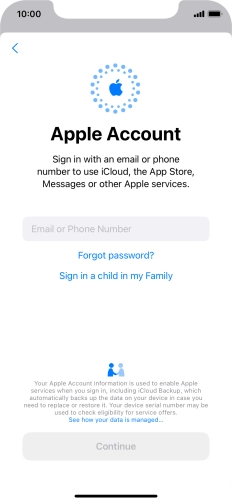 Press Email or Phone Number and key in the username for your Apple ID.
