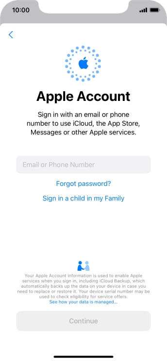 Press Email or Phone Number and key in the username for your Apple ID.