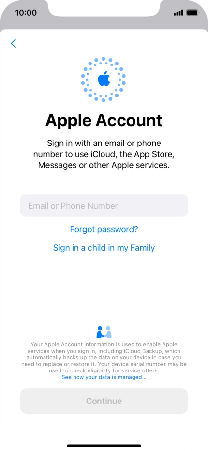 Press Email or Phone Number and key in the username for your Apple ID.