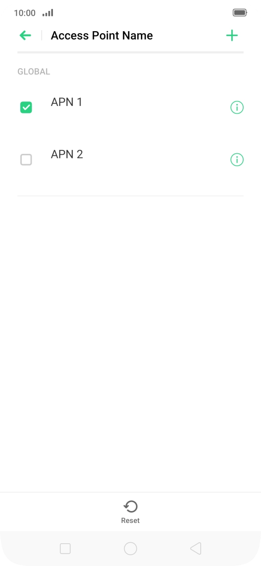 Press the required data connection to activate it.