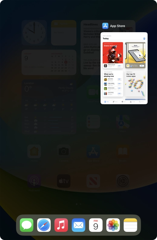 Slide upwards on the required application to end it.