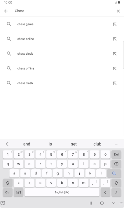 Key in the name or subject of the required app and press the search icon.