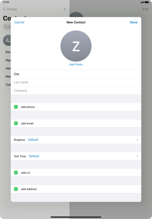 Press Last name and key in the last name.