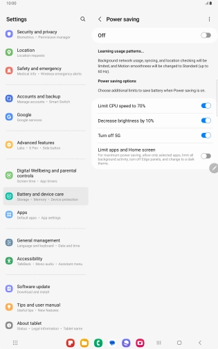 Press the indicators next to the required settings.
