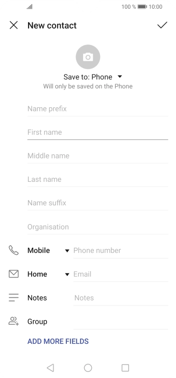 Press First name and key in the first name.