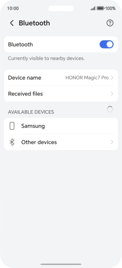 Press the required Bluetooth device and follow the instructions on the screen to pair the device with your phone.