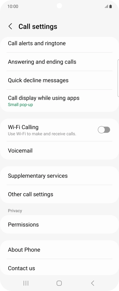 Press Supplementary services.