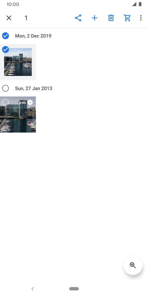 Press the required pictures or video clips to add them.