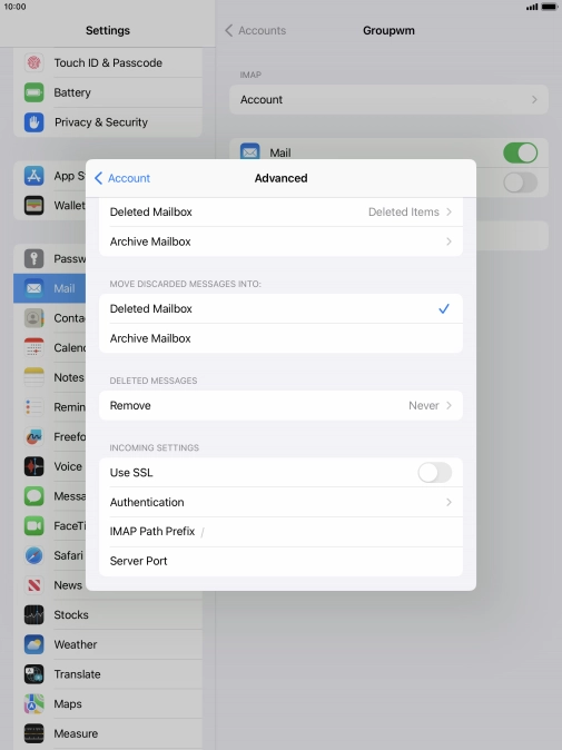 Press the indicator next to 