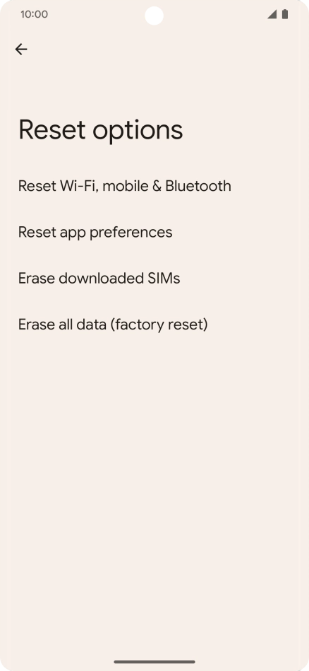 Press Erase all data (factory reset).