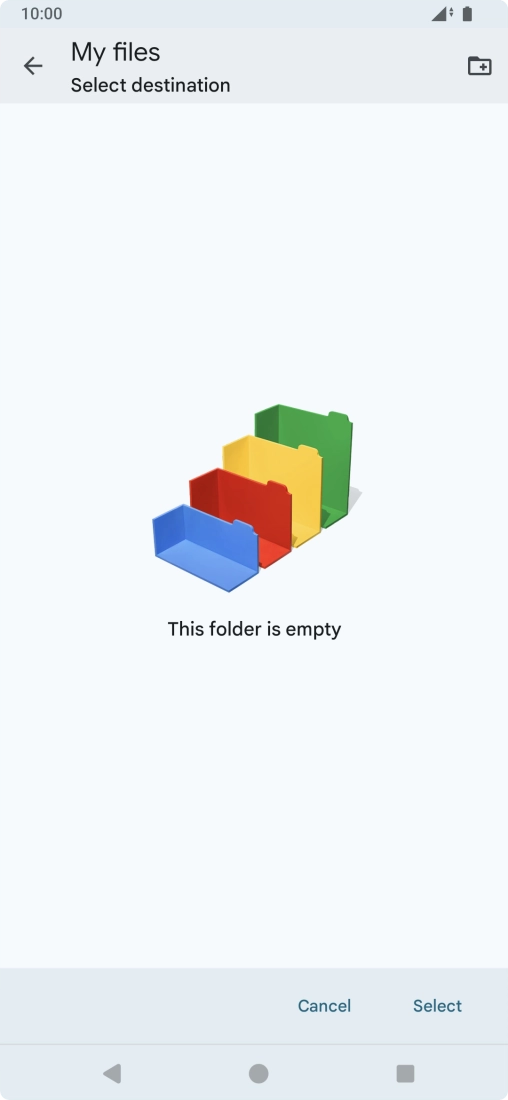 To create a new folder, press the new folder icon and follow the instructions on the screen to create a new folder.