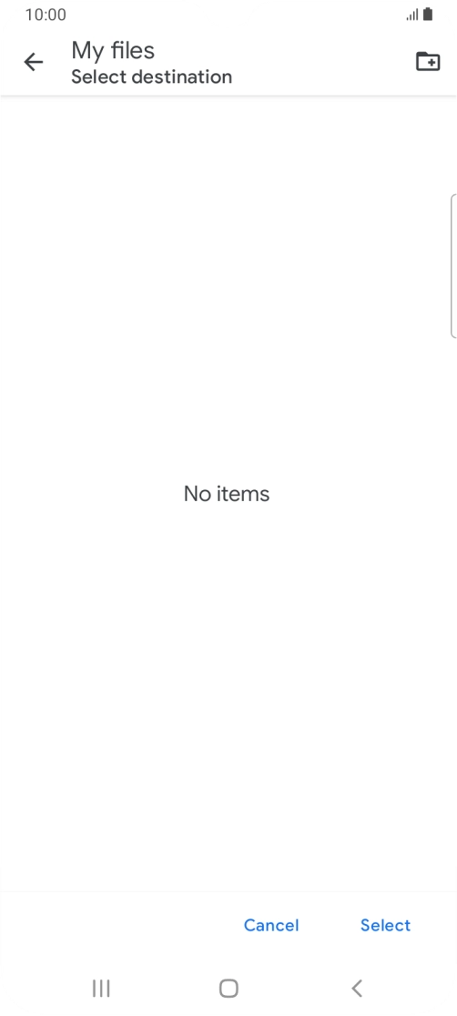 To create a new folder, press the new folder icon and follow the instructions on the screen to create a new folder.