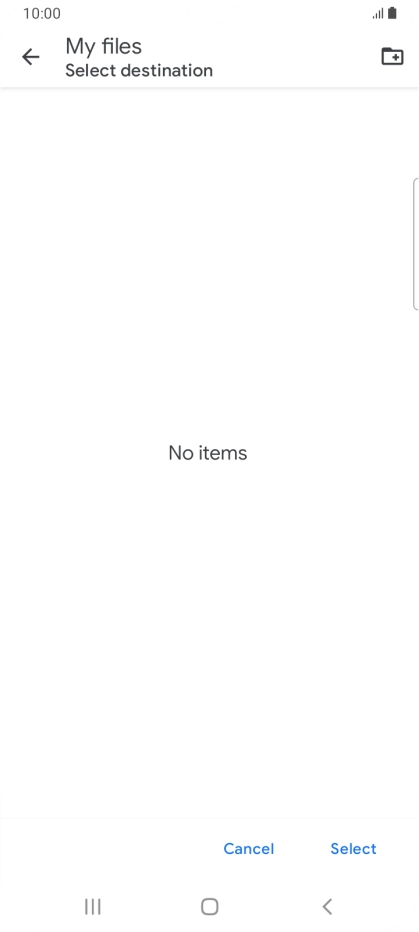 To create a new folder, press the new folder icon and follow the instructions on the screen to create a new folder.