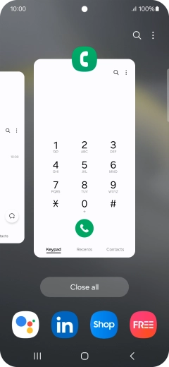 To end one running application, slide your finger upwards on the required application.