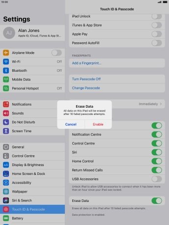 If you turn on the function, press Enable.
