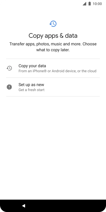 You can transfer the contents of another phone to your phone when it's activated for the first time and after a factory reset. When this screen is displayed, your phone is ready to transfer contents from another phone.