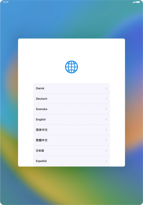 Press the required language.