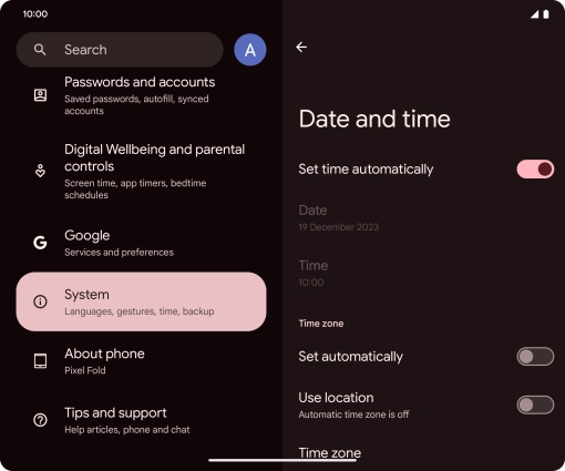 Press the indicator next to 