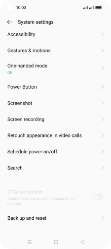 Press Back up and reset.