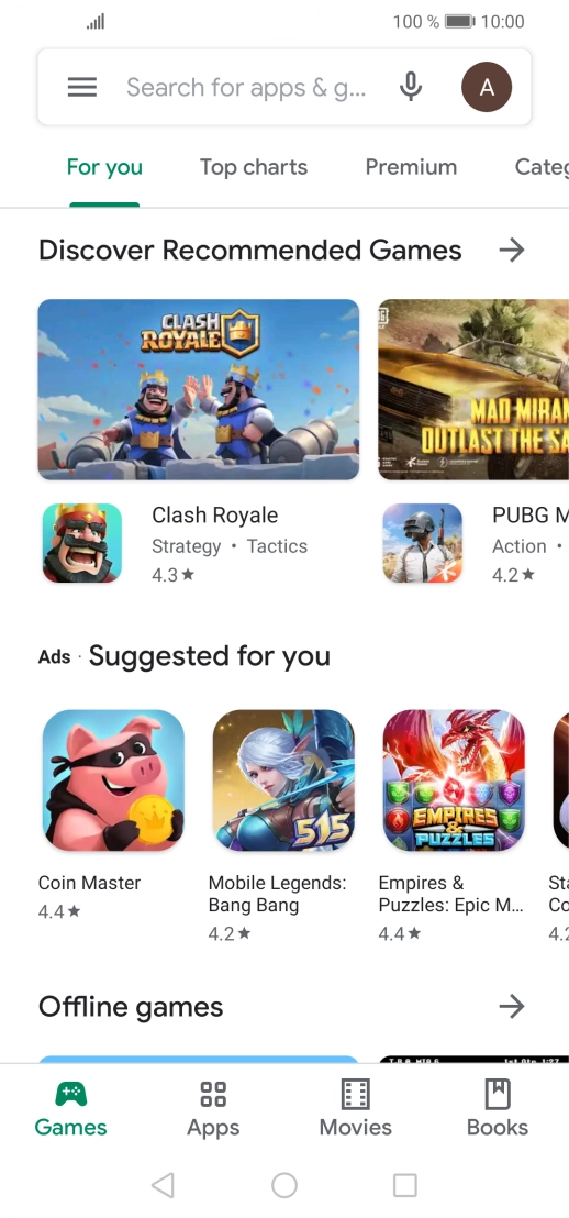 Press the search field.