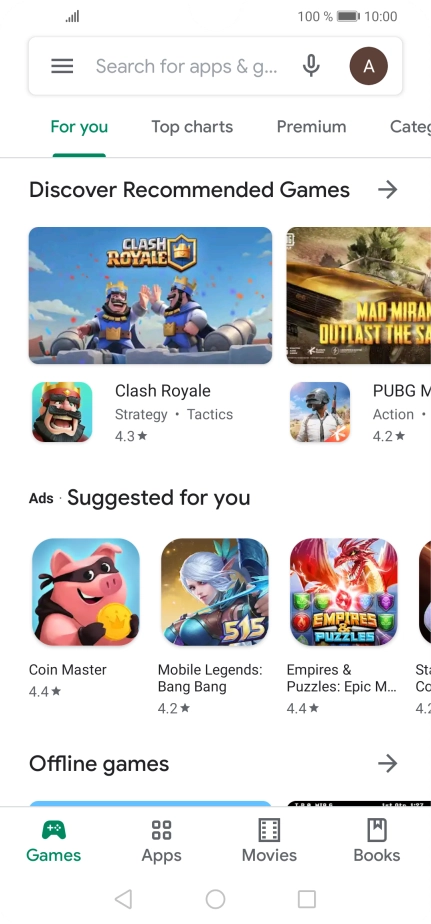 Press the search field.