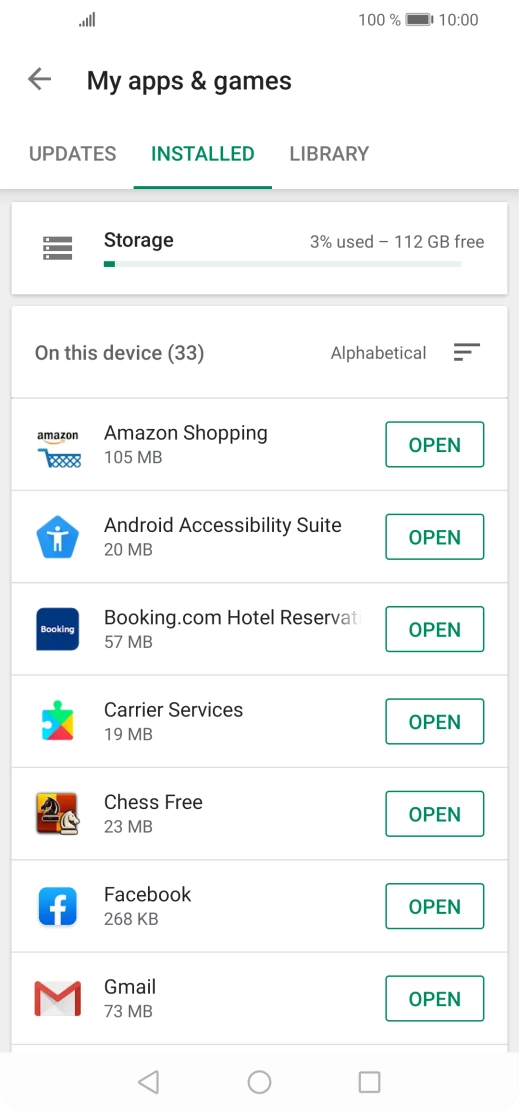 Press the required app.
