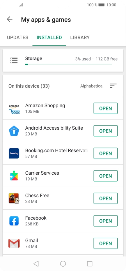 Press the required app.