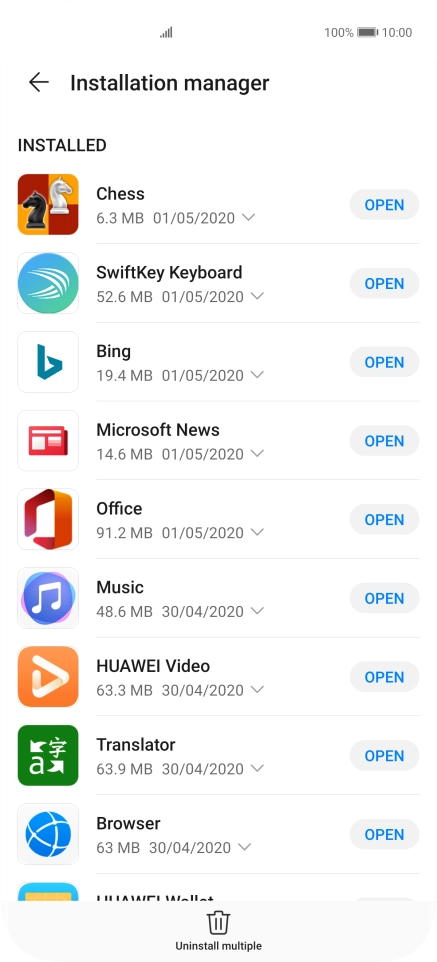 Press the required app.