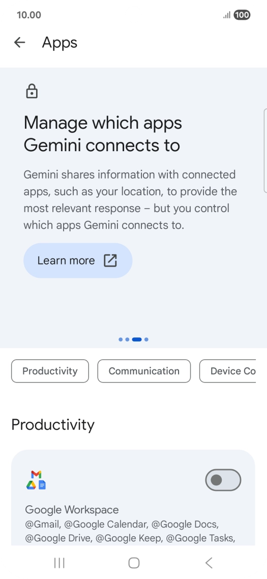 Press the indicator next to the required extension to turn on the function.