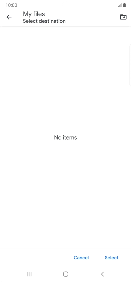 To create a new folder, press the new folder icon and follow the instructions on the screen to create a new folder.