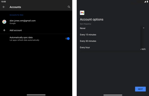 Press the required setting.