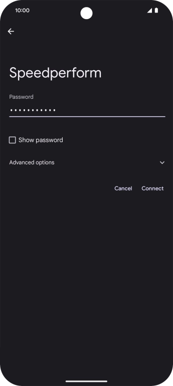 Key in the password for the Wi-Fi network and press Connect.