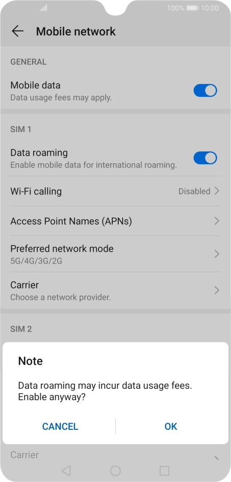 If you turn on the function, press OK.