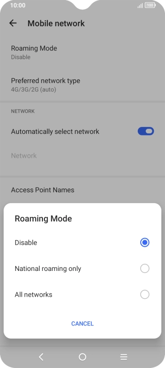 Press the required setting to turn the function on or off.