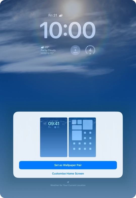 To use the same colour theme on the home screen, press Set as Wallpaper Pair.