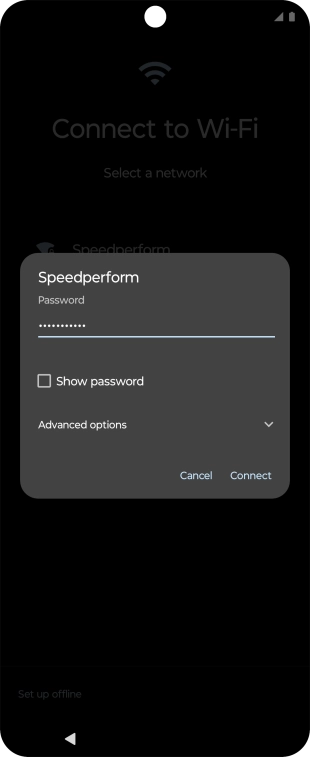 Key in the password for the Wi-Fi network and press Connect.