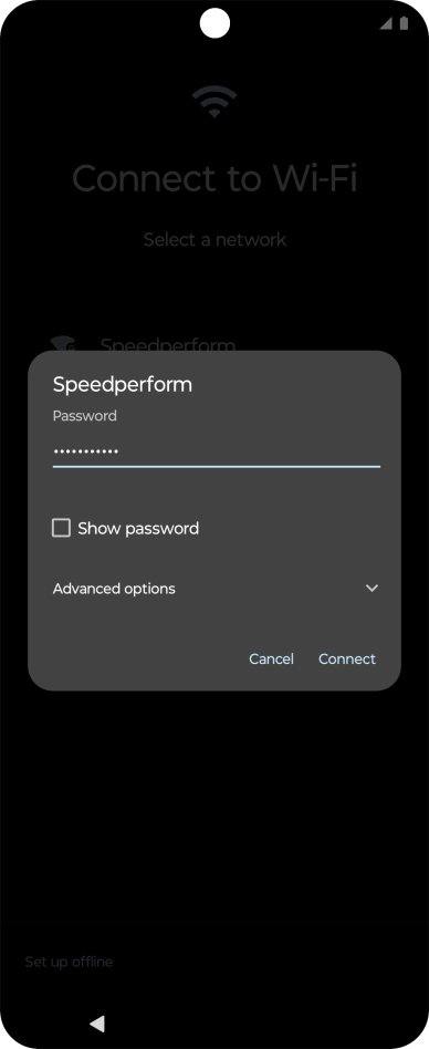 Key in the password for the Wi-Fi network and press Connect.