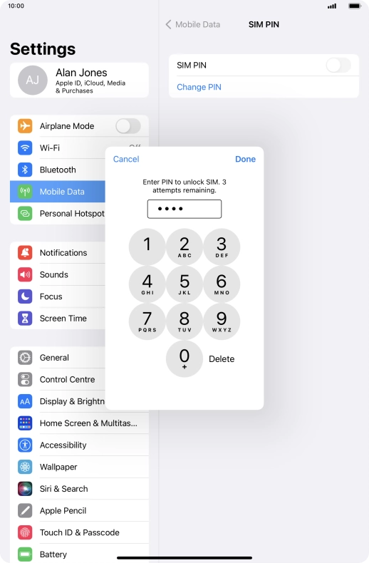 Key in your PIN and press Done. The default PIN is 1111.