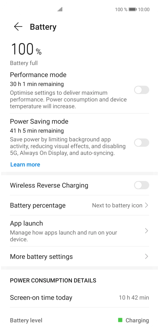 Press the indicator next to the required setting to turn on the function.