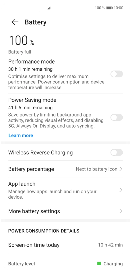 Press the indicator next to the required setting to turn on the function.