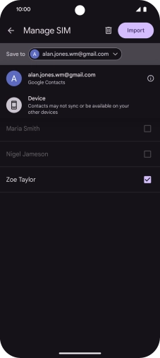 Press the required Google account.