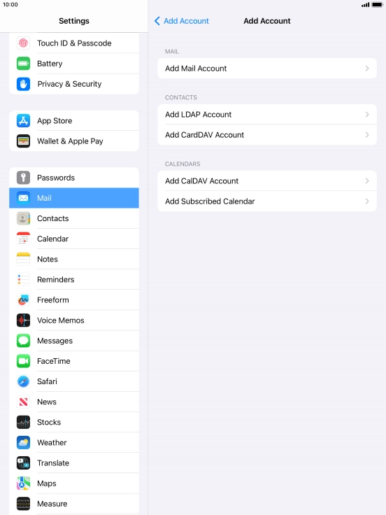 Press Add Mail Account.