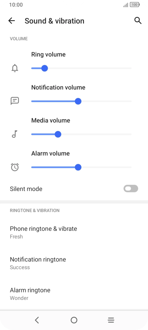 Press Phone ringtone & vibrate.